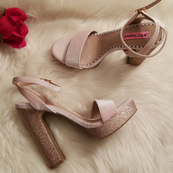 champagne color block heels